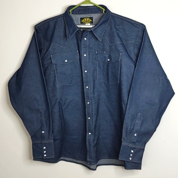 BB Brand Denim Welding Workwear Shirt 3XL pearl snap - Picture 1 of 8